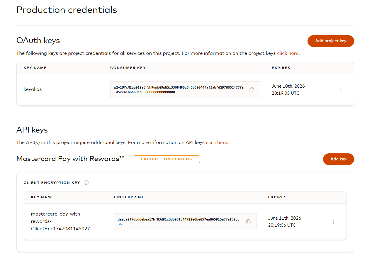 Key Mastercard Mastercard Developers